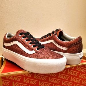Bronze Glitter Old Skool Platform Vans